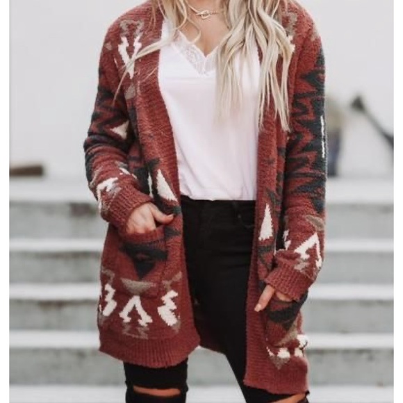 Last S SO SOFT! New Cozy Aztec Southwest Bohemian Knitted Sweater Cardigan - Picture 10 of 17